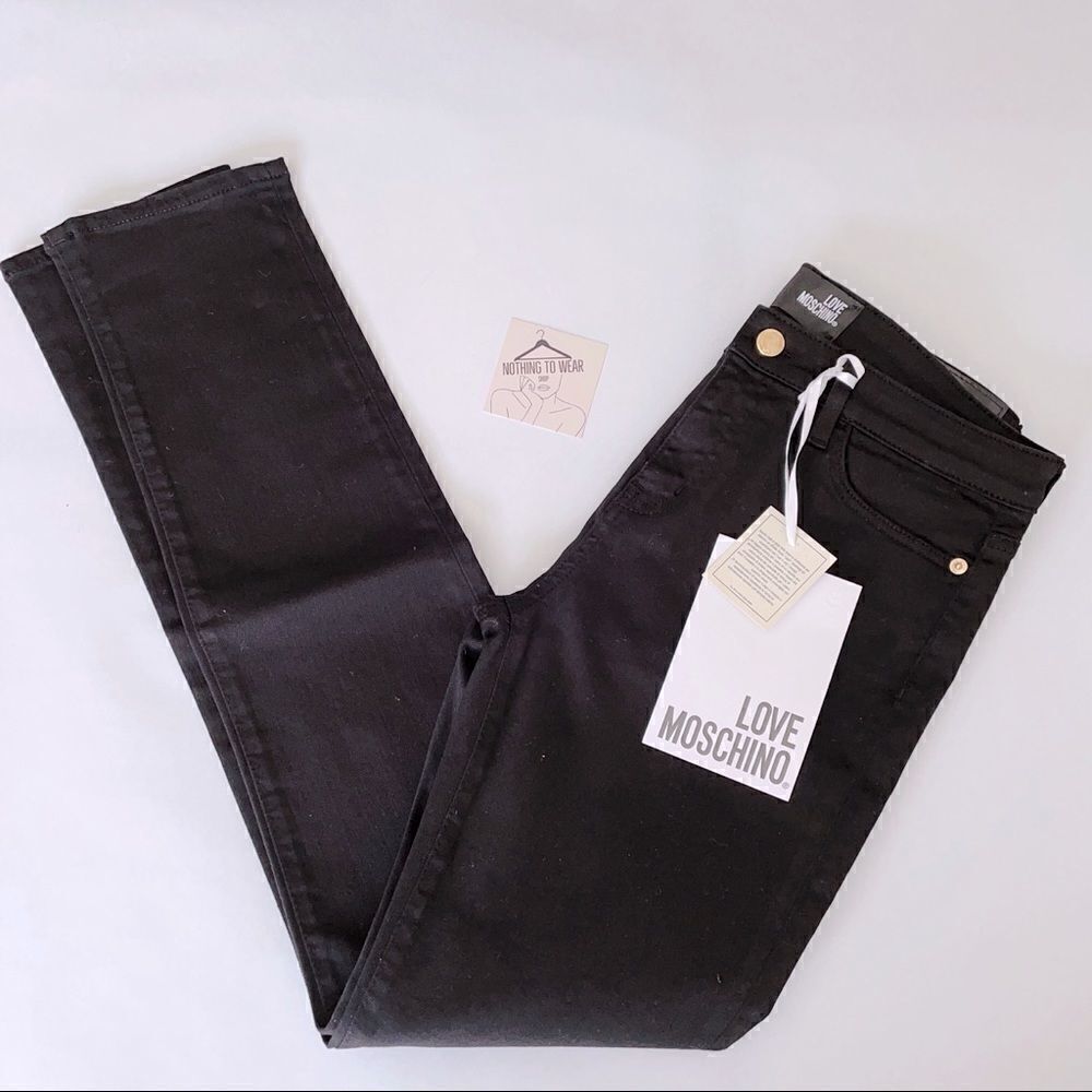 ⭕️ LOVE MOSCHINO Black Denim Pants Heart Jeans